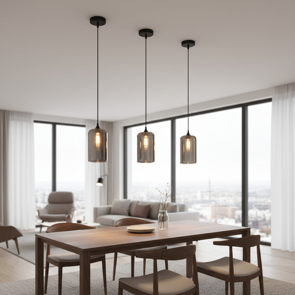 Pendul VERA 3 Black Abajur Fumuriu 1xE27