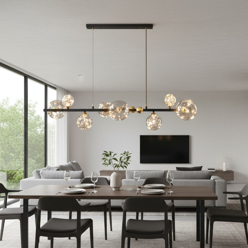 Lustra LED Black Sparkle Abajur Transparent Echivalent 300W