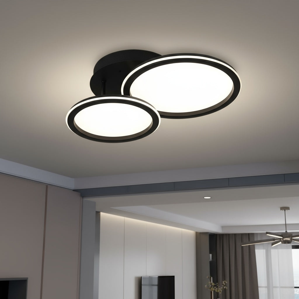 Lustra LED Polin 2 BLACK CIRCLE 300W Telecomanda