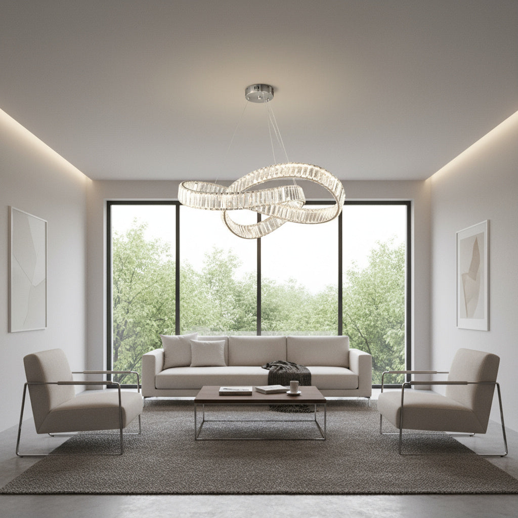 Lustra LED LEVA Cristal Silver 3 Functii Telecomanda