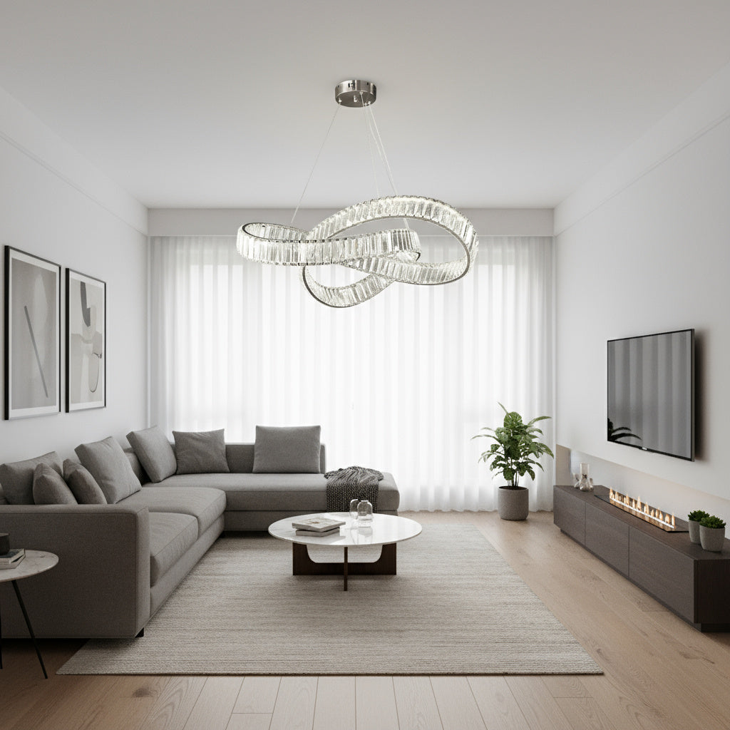 Lustra LED LEVA Cristal Silver 3 Functii Telecomanda