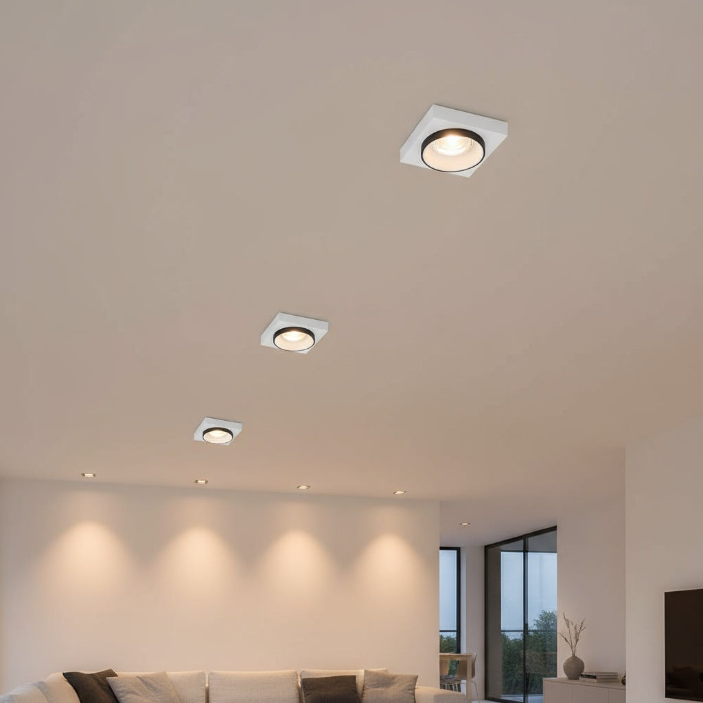 Spot Incastrat Patrat Alb & Negru Dulie MR16 Ø92x38mm