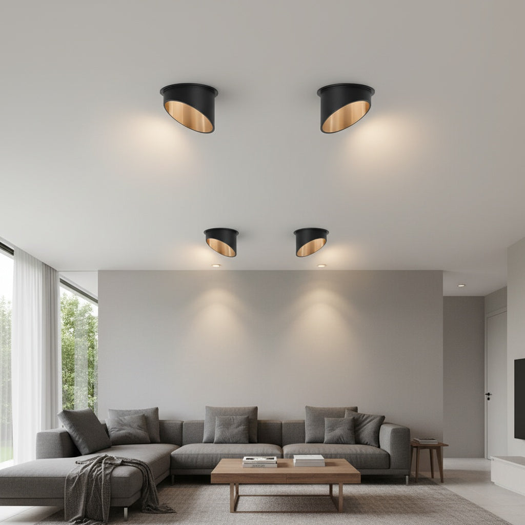 Spot Incastrat Rotund Negru & Auriu Dulie MR16 Ø70x69mm