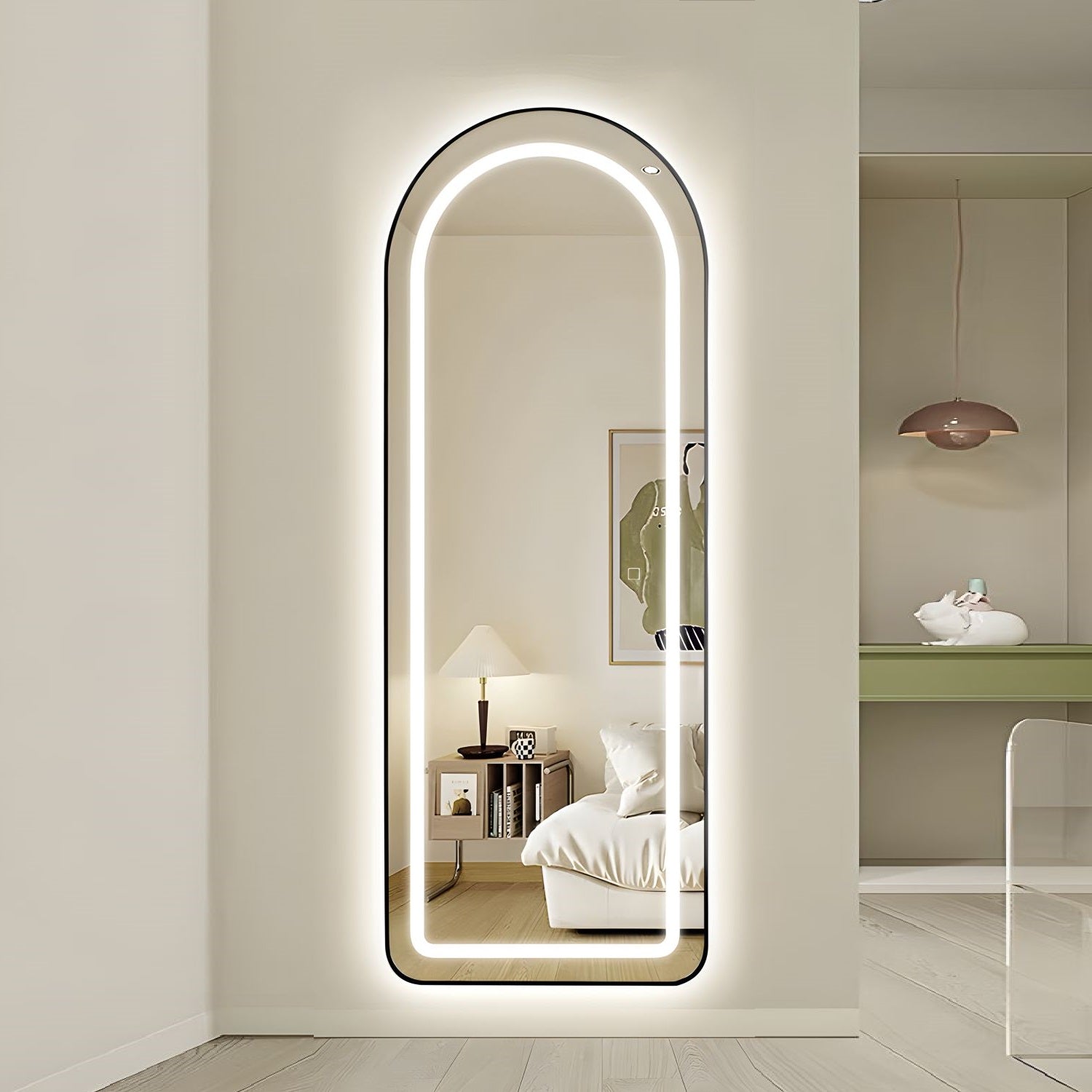 Oglinda LED cu Touch 50x160cm Floor Standing Black Arque