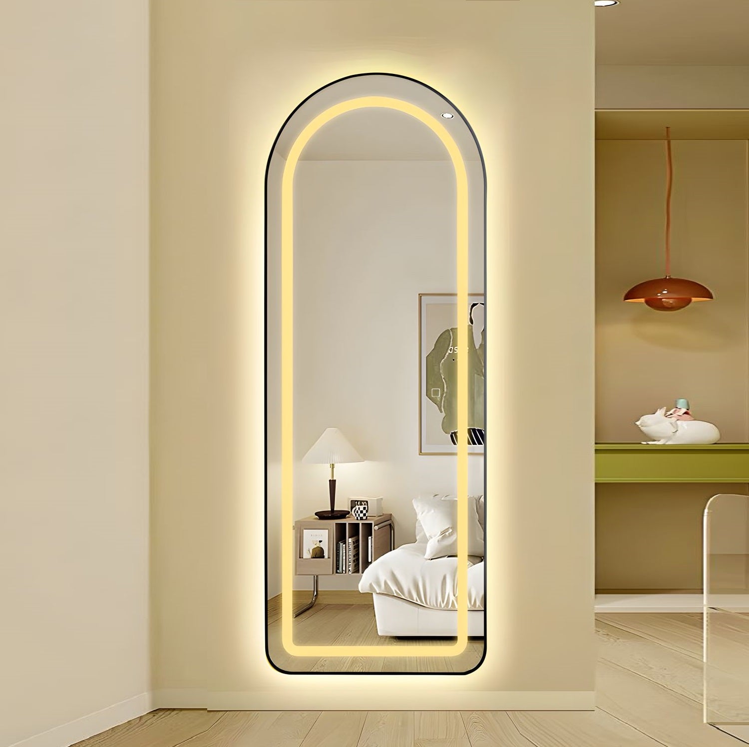 Oglinda LED cu Touch 50x160cm Floor Standing Black Arque