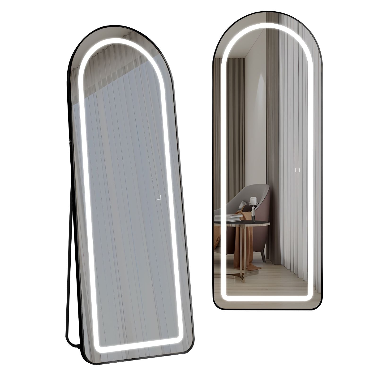 Oglinda LED cu Touch 50x160cm Floor Standing Black Arque