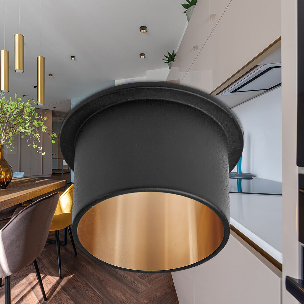 Spot Incastrat Rotund Negru & Auriu Dulie MR16 Ø70x63mm