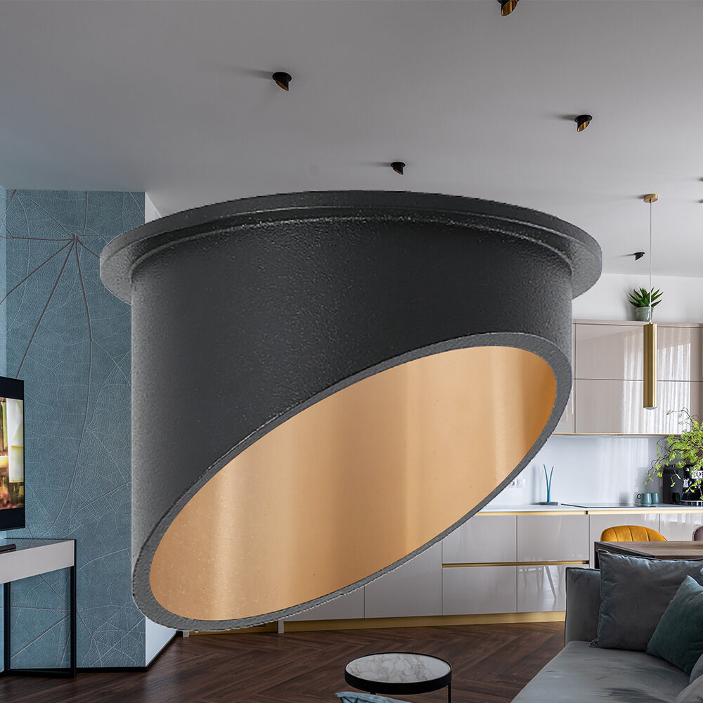 Spot Incastrat Rotund Negru & Auriu Dulie MR16 Ø70x69mm