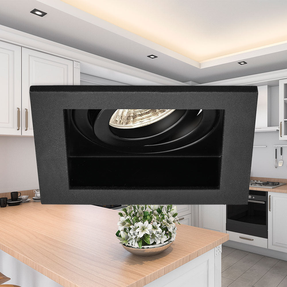 Spot Incastrat Patrat Fascicul Reglabil Negru Dulie MR16 L100xH30mm