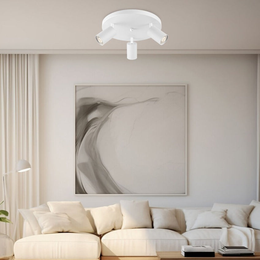 Lustra Alba cu 3 Spoturi Reglabile Suport Rotund 3xGU10