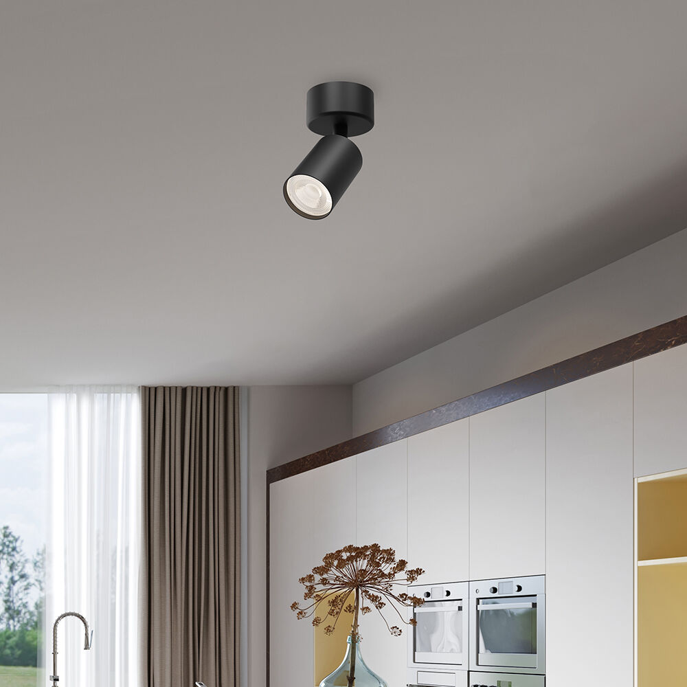 Spot Aplicat Orientabil Rotund Negru Dulie GU10 Ø60x130mm