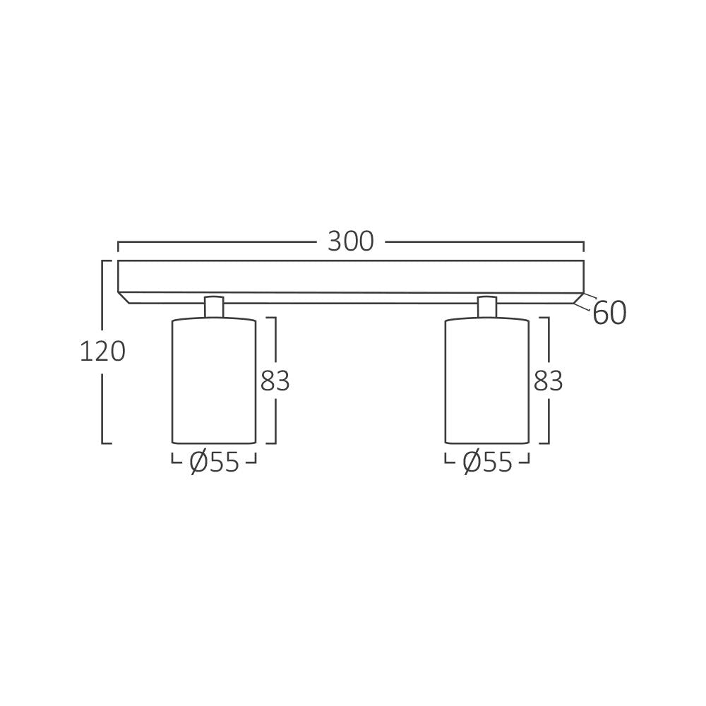 Lustra Neagra Liniara cu 2 Spoturi Reglabile 2xGU10