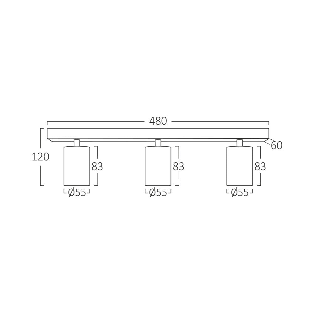Lustra Alba Liniara cu 3 Spoturi Reglabile 3xGU10