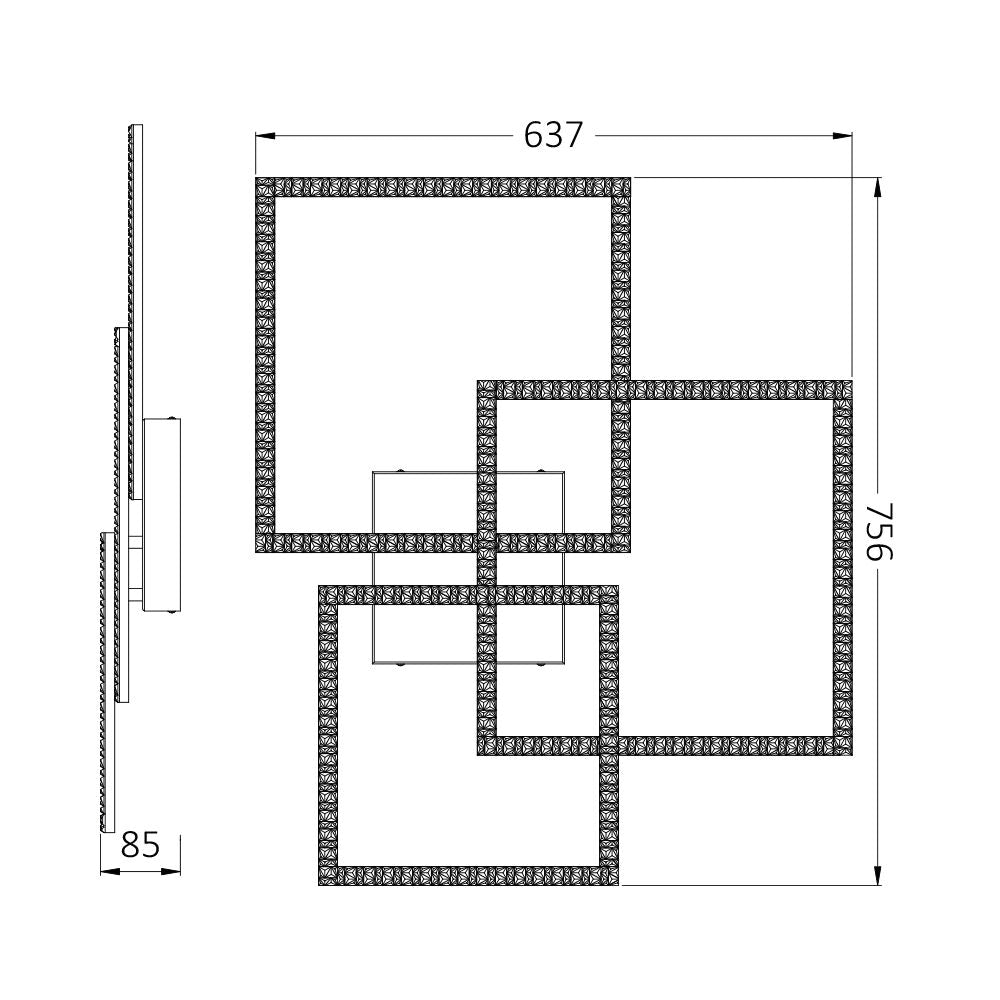 Lustra LED 3 Squares Cristal Black Echivalent 800W Telecomanda