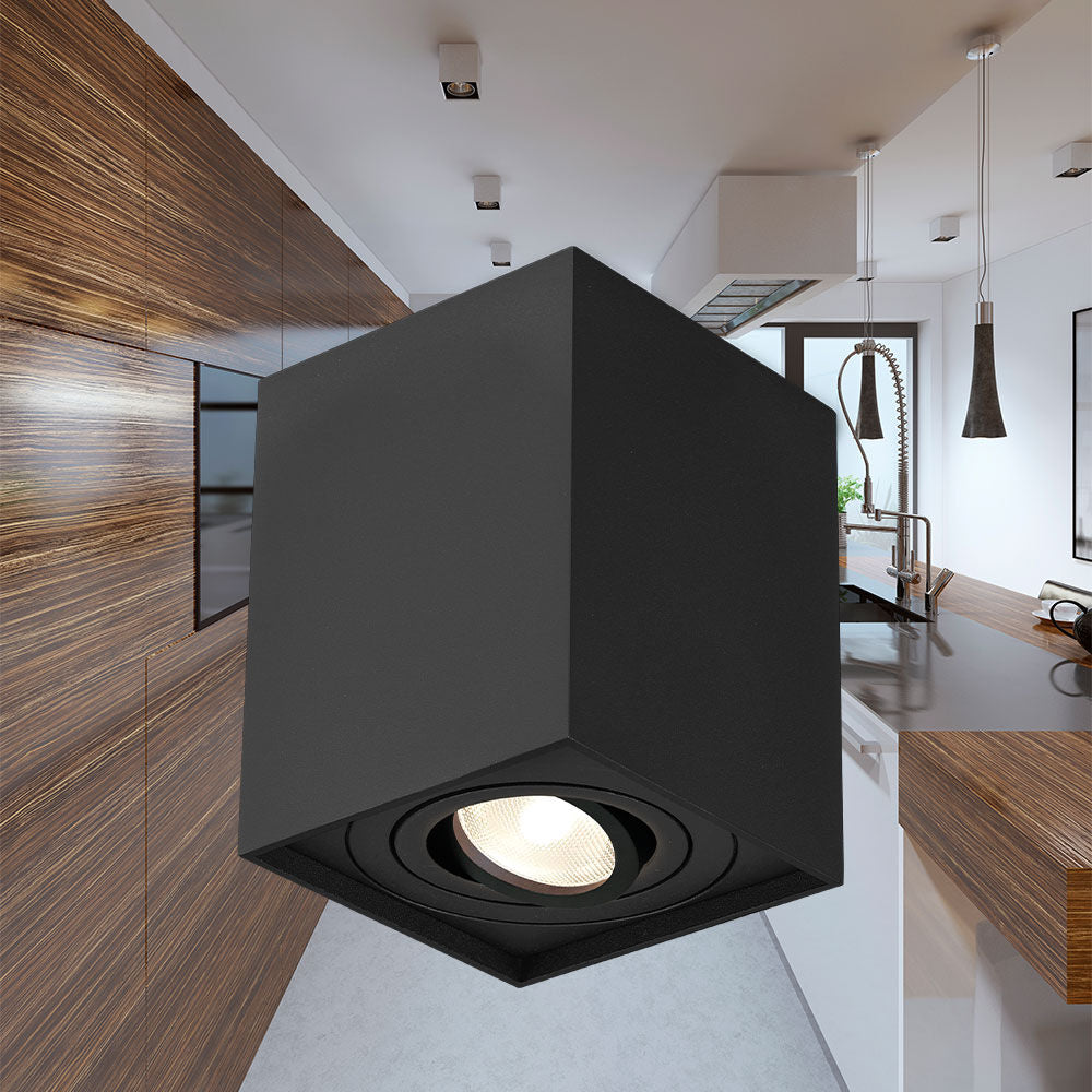 Spot Aplicat Patrat Fascicul Reglabil Negru Dulie GU10 L80xH100mm