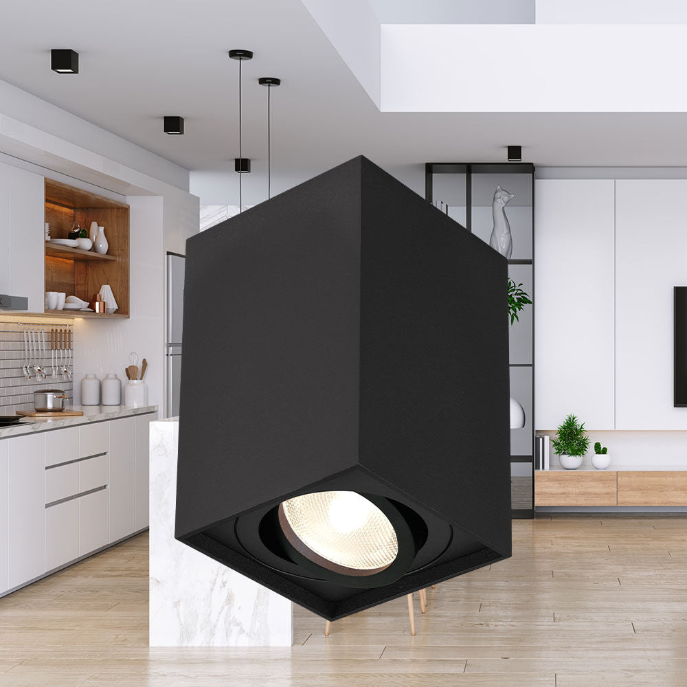 Spot Aplicat Dreptunghiular Fascicul Reglabil Negru Dulie GU10 12.5CM