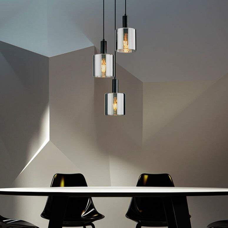 Lustra Abajur Fumuriu SAVIO Suport Rotund 3xE27