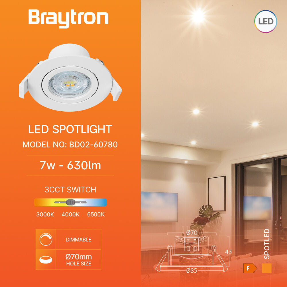 Spot LED Incastrabil Rotund Fascicul Reglabil Alb Dimabil cu 3 Lumini