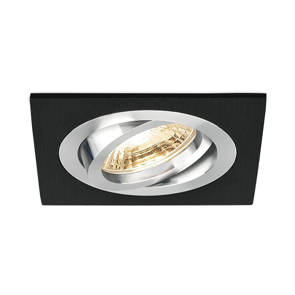 Spot Incastrat Patrat Fascicul Reglabil Negru & Argintiu Dulie MR16 L92xH25mm