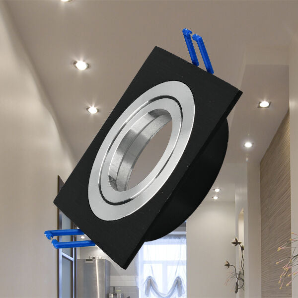 Spot Incastrat Patrat Fascicul Reglabil Negru & Argintiu Dulie MR16 L92xH25mm