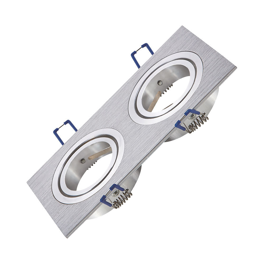 Spot Incastrat Dreptunghiular Fascicul Reglabil Argintiu Dulie 2xMR16 L170xH25mm