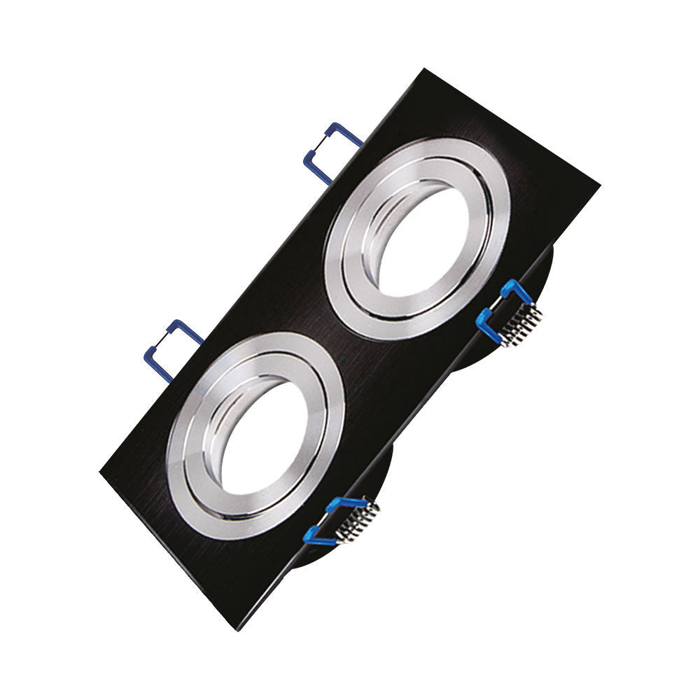 Spot Incastrat Dreptunghiular Fascicul Reglabil Negru & Argintiu Dulie 2xMR16 L170xH25mm