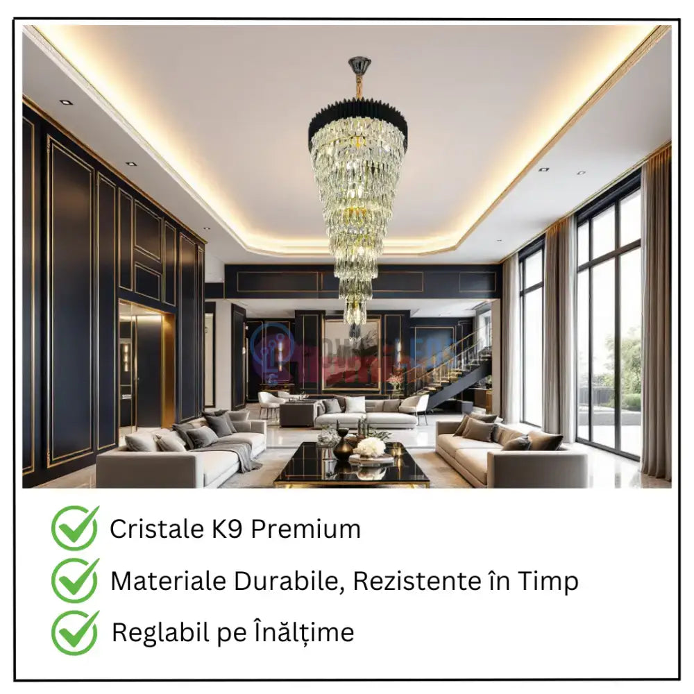 Candelabru Cristal 160CM Black Extravaganza 25xE14 powerleds.ro