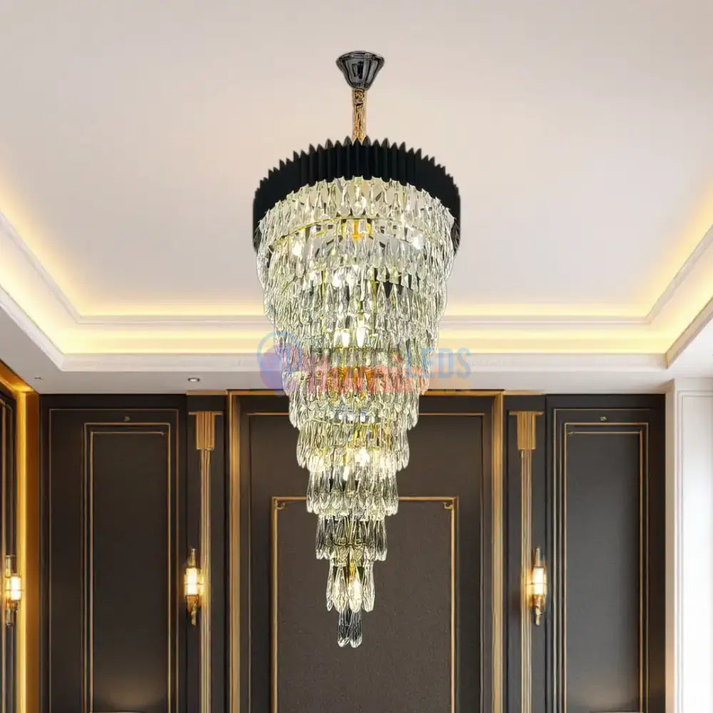 Candelabru Cristal 160CM Black Extravaganza 25xE14 powerleds.ro