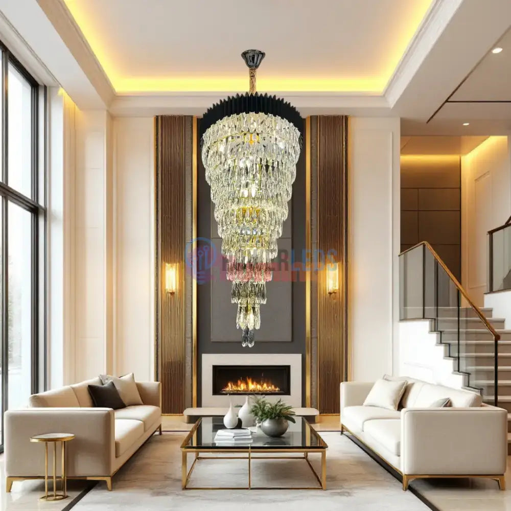 Candelabru Cristal 160CM Black Extravaganza 25xE14 powerleds.ro
