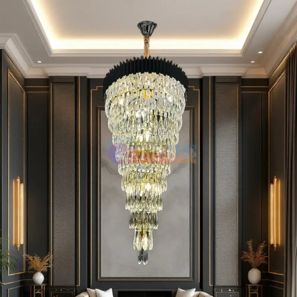 Candelabru Cristal 160CM Black Extravaganza 25xE14 powerleds.ro
