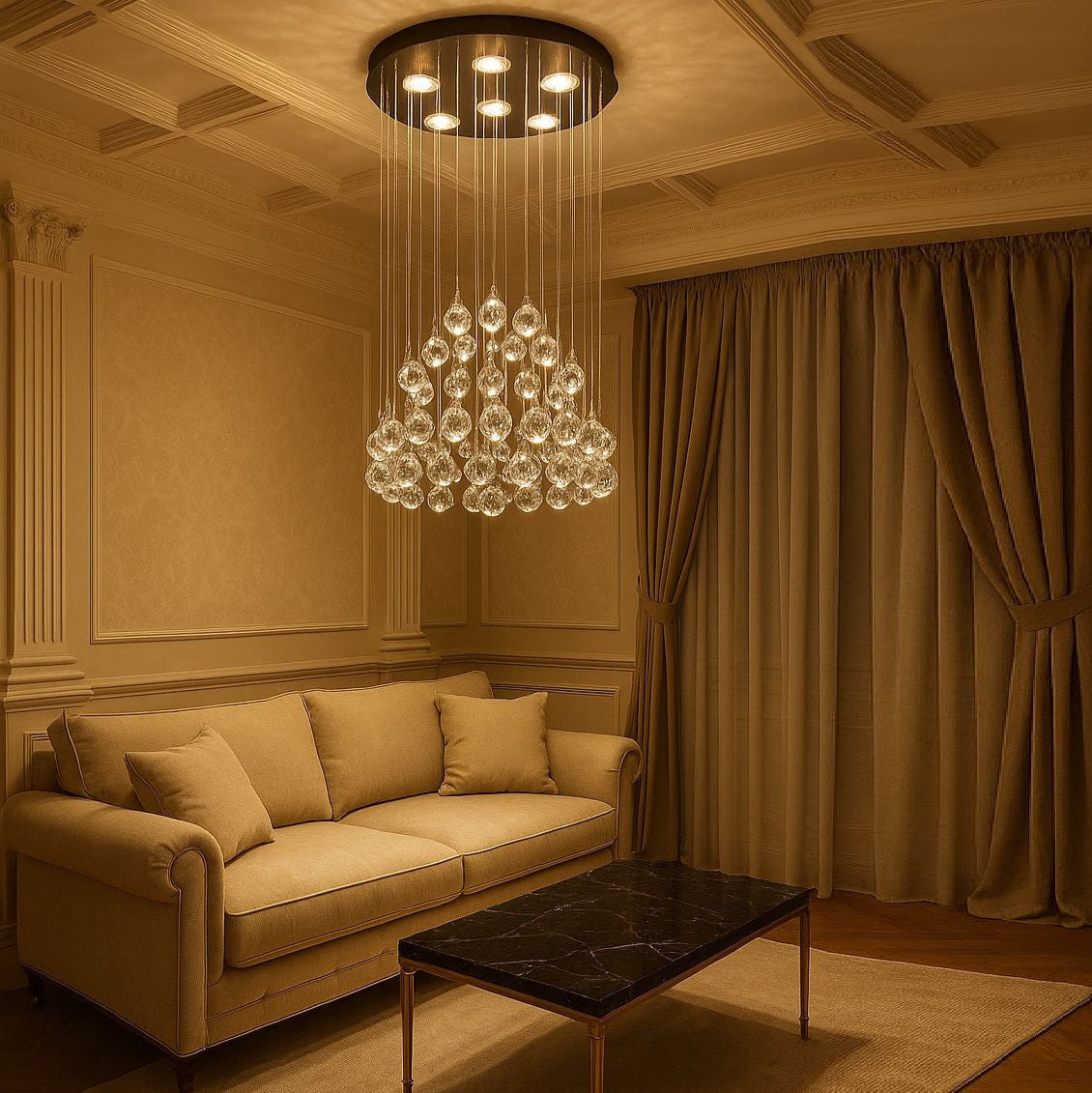 Candelabru LED Cristal Crysta 7x5W Silver 50CM Echivalent 300W