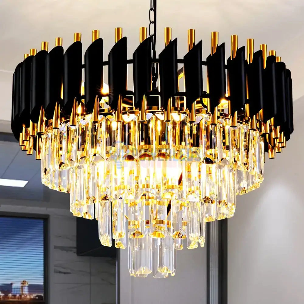 Candelabru Cristal BLACK PANTHER 400mm NEGRU + AURIU / CRISTAL / 40CM Chandeliers Crystal