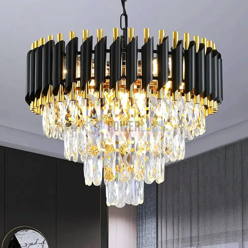 Candelabru Cristal BLACK PANTHER 400mm NEGRU + AURIU / CRISTAL / 40CM Chandeliers Crystal