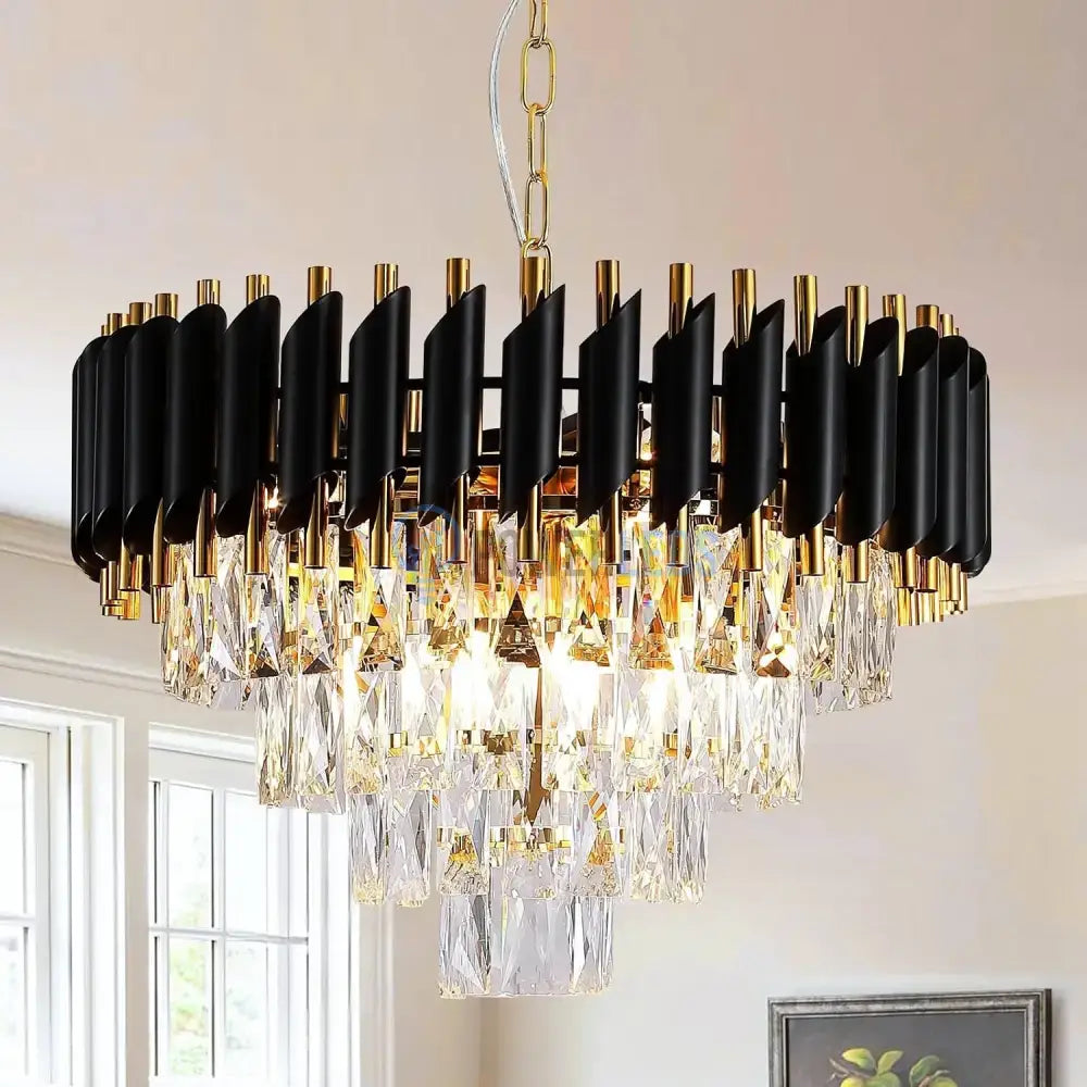 Candelabru Cristal BLACK PANTHER 400mm NEGRU + AURIU / CRISTAL / 40CM Chandeliers Crystal