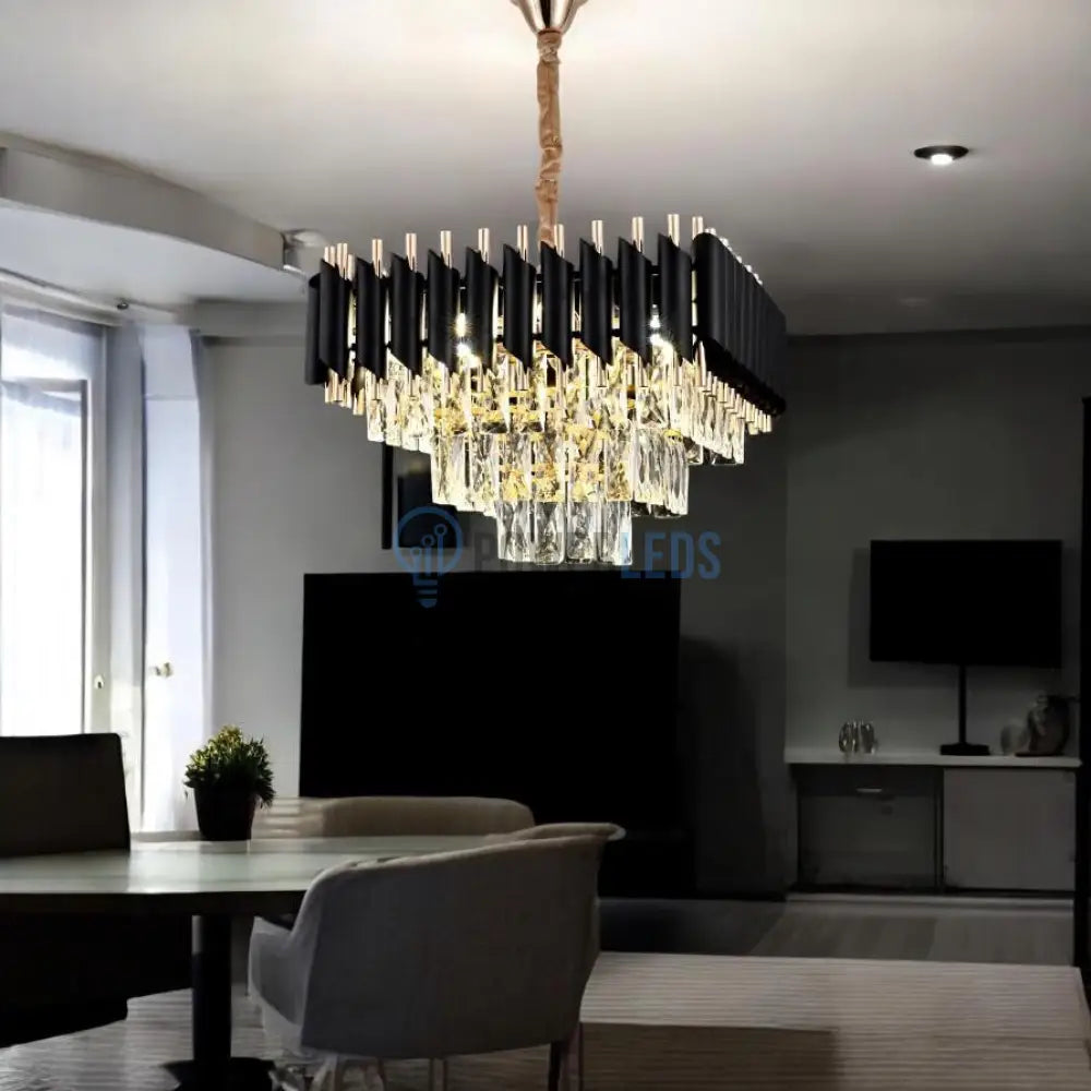 Candelabru Cristal Black Panther Square 400mm powerleds.ro