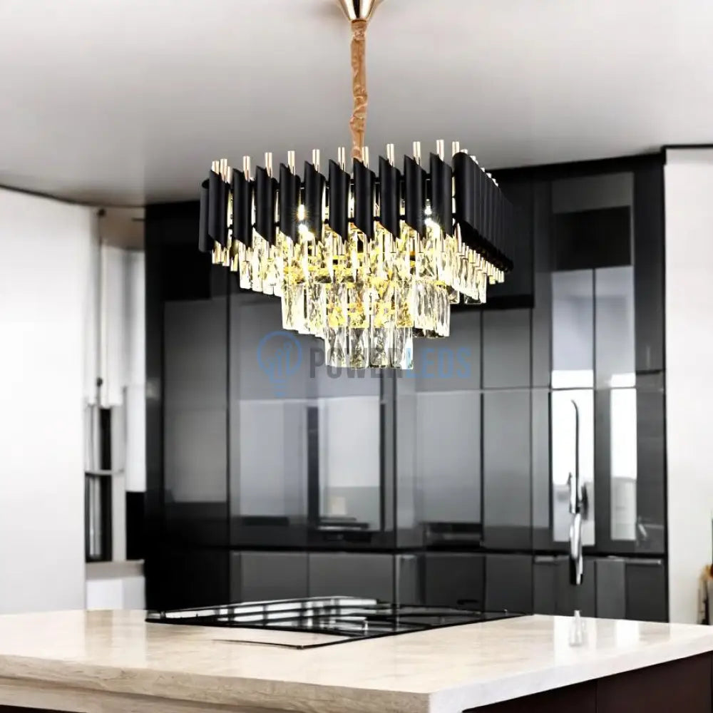 Candelabru Cristal Black Panther Square 400mm powerleds.ro