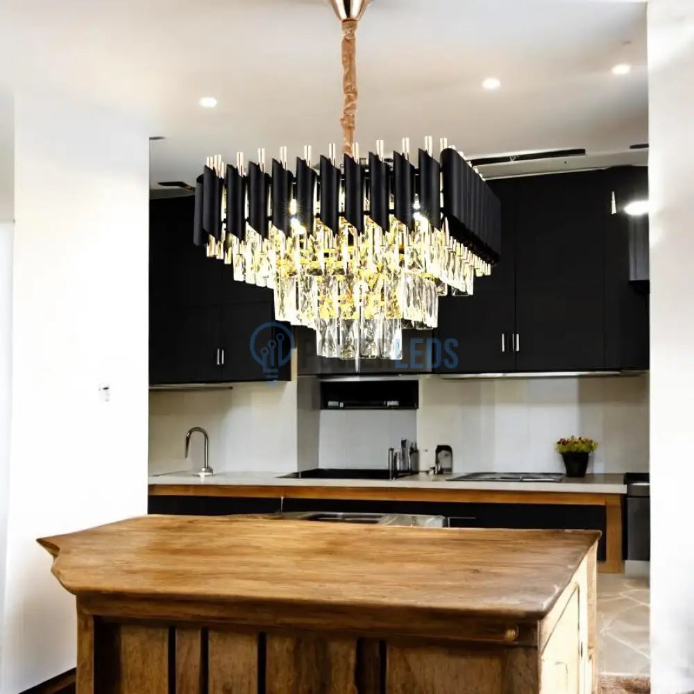 Candelabru Cristal Black Panther Square 400mm powerleds.ro