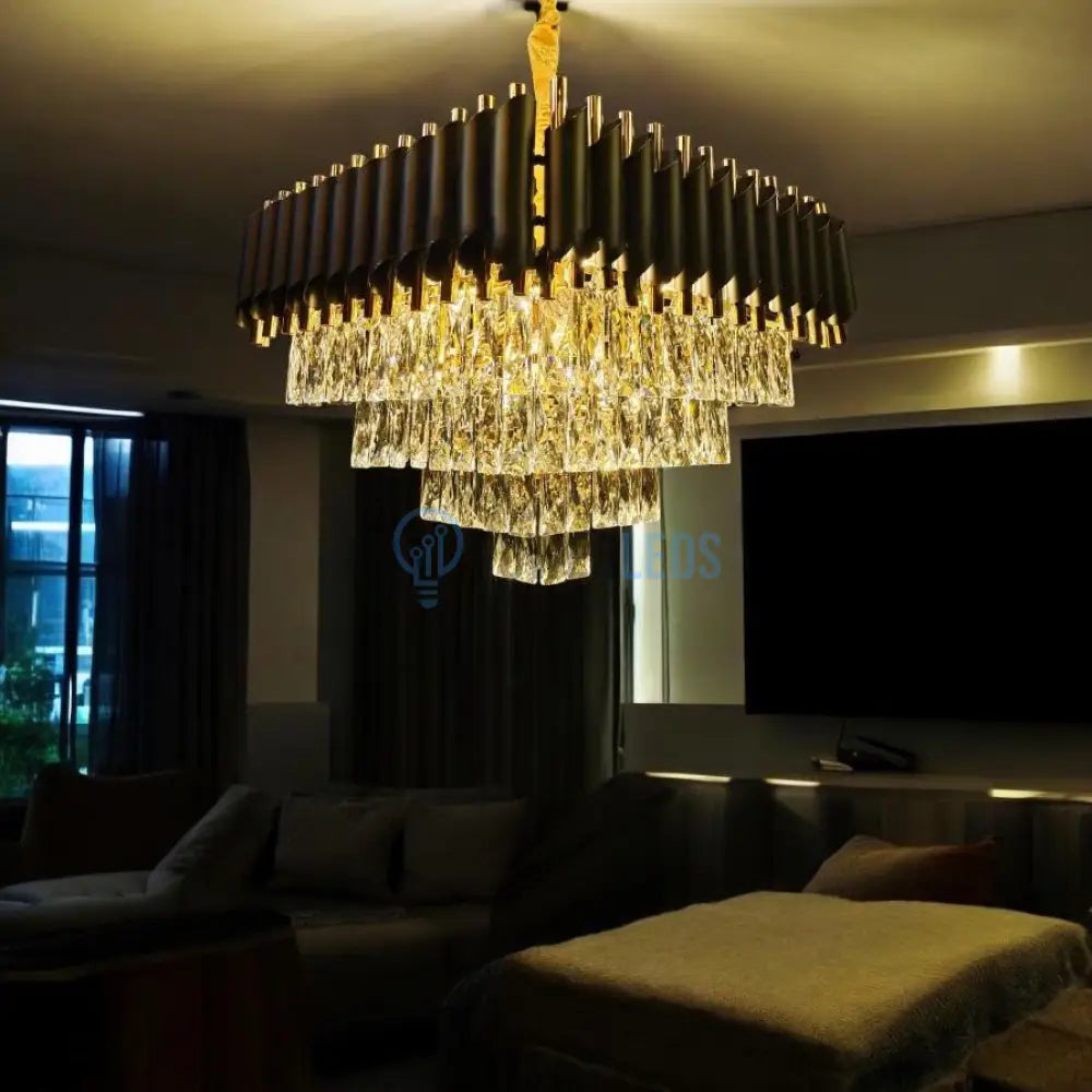 Candelabru Cristal Black Panther Square 500mm powerleds.ro