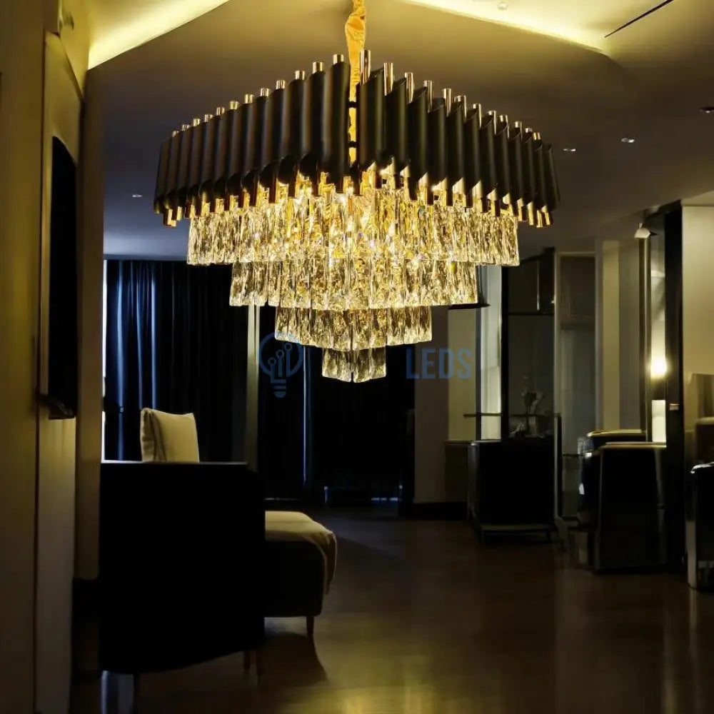 Candelabru Cristal Black Panther Square 500mm powerleds.ro