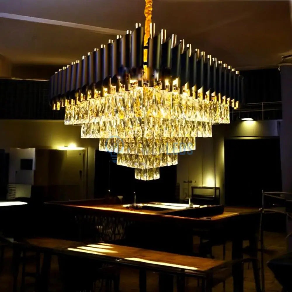 Candelabru Cristal Black Panther Square 600mm powerleds.ro