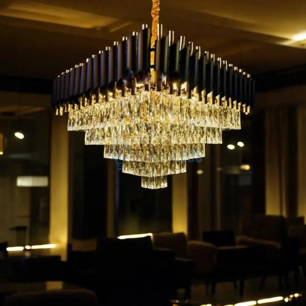 Candelabru Cristal Black Panther Square 600mm powerleds.ro