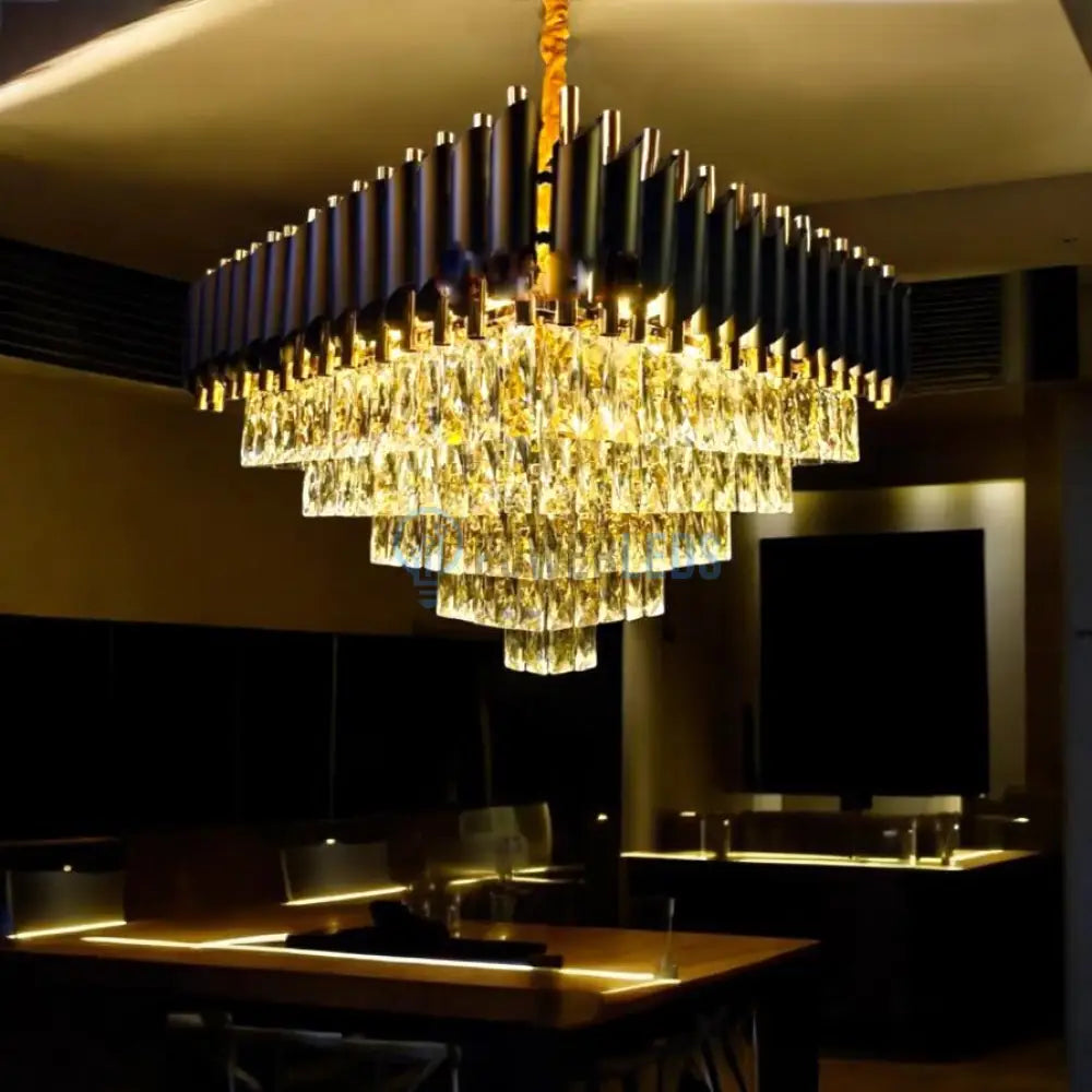Candelabru Cristal Black Panther Square 600mm powerleds.ro