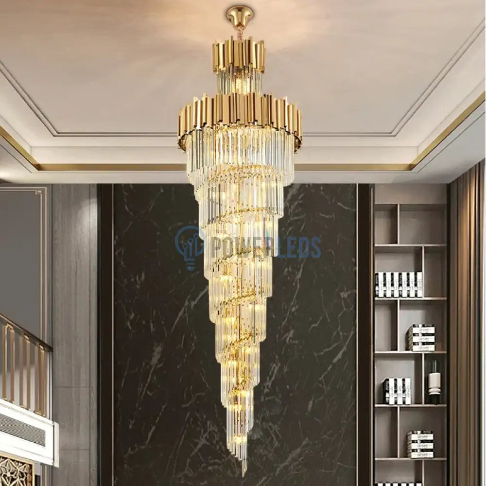 Candelabru Cristal GLORY GOLDEN LUXURY 300cm powerleds.ro