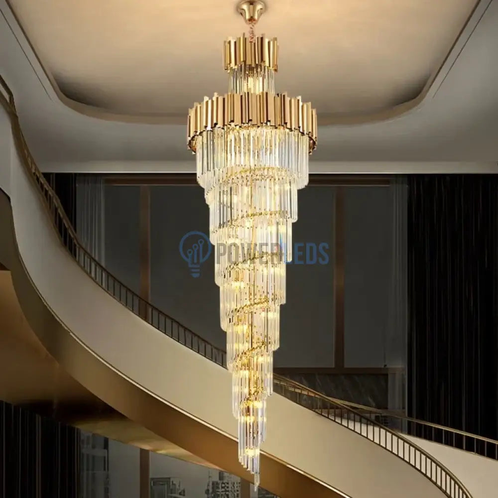 Candelabru Cristal GLORY GOLDEN LUXURY 300cm powerleds.ro