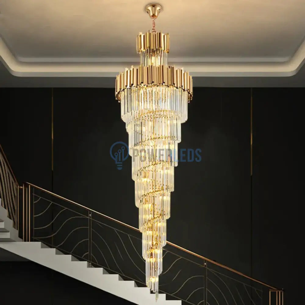 Candelabru Cristal GLORY GOLDEN LUXURY 300cm powerleds.ro