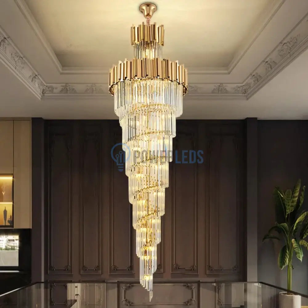 Candelabru Cristal GLORY GOLDEN LUXURY 300cm powerleds.ro