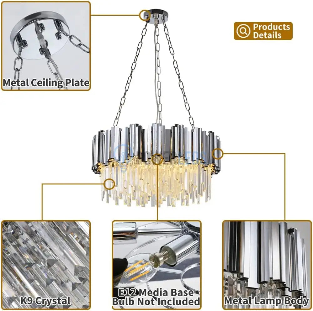 Candelabru Cristal Glory Silver 50Cm Cu Lant Chandeliers Crystal