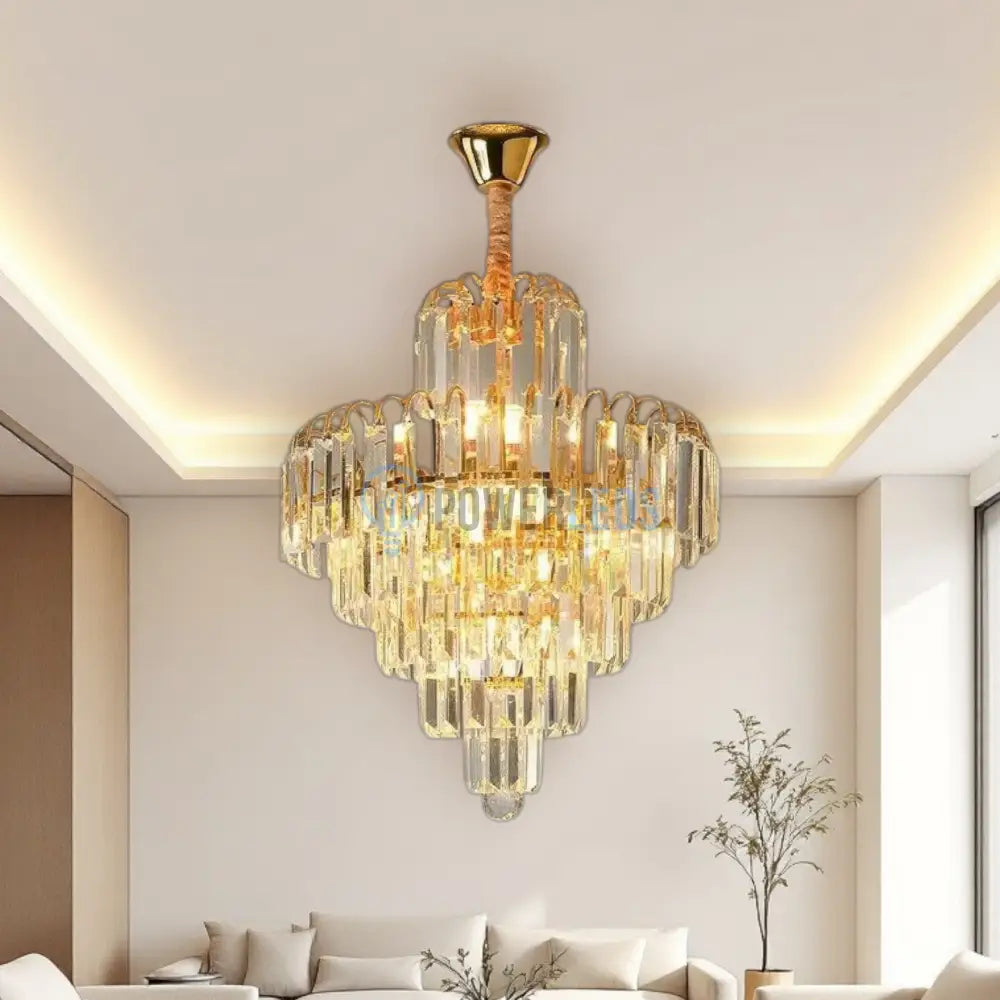 Candelabru Cristal Golden Elegance 5 Becuri E14 si 90cm cu tot cu lant AURIE / 90CM / CRISTAL Chandeliers Crystal