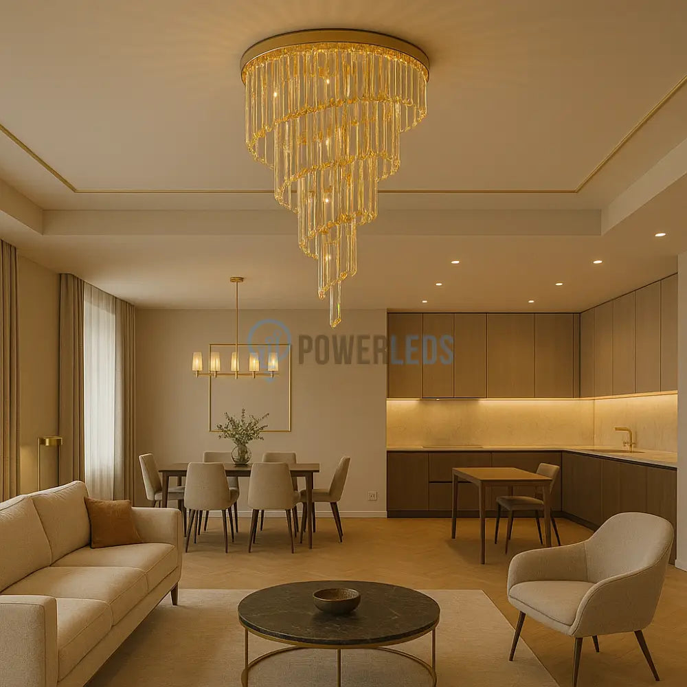 Candelabru Cristal Luxury Golden Spiral AURIE / CRISTAL / 90CM Lighting Fixtures