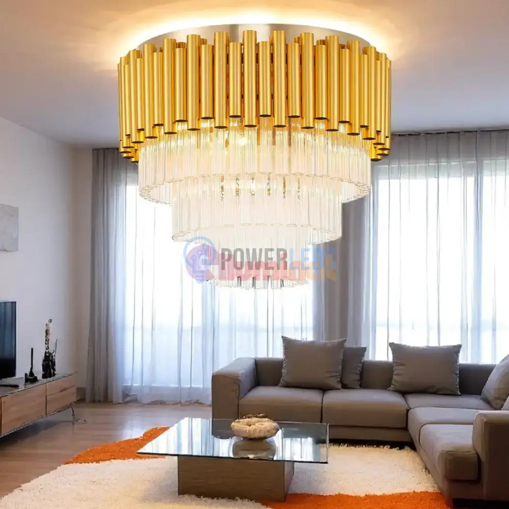 Candelabru Cristal Luxury Golden SUFITOWA powerleds.ro